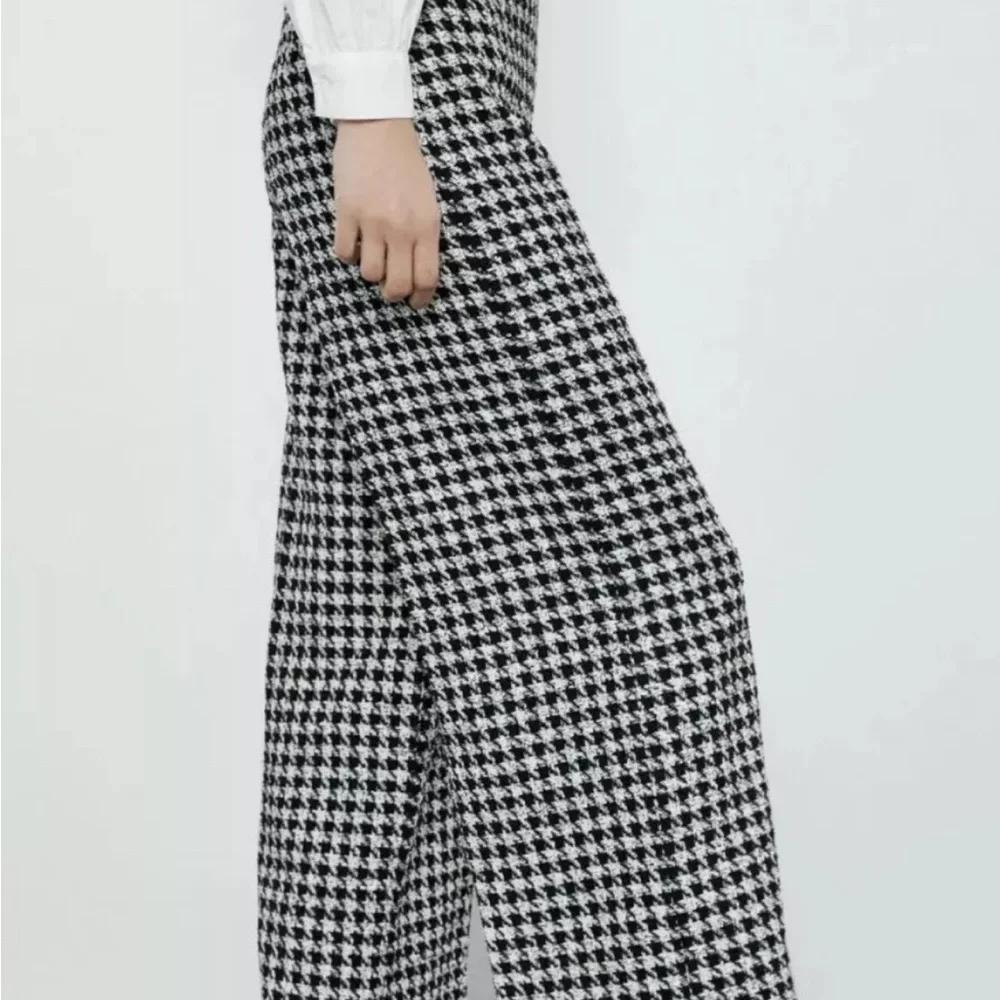 Zara Houndstooth Ankle/ Wide LegSweater Pants Size Small - Picture 5 of 15